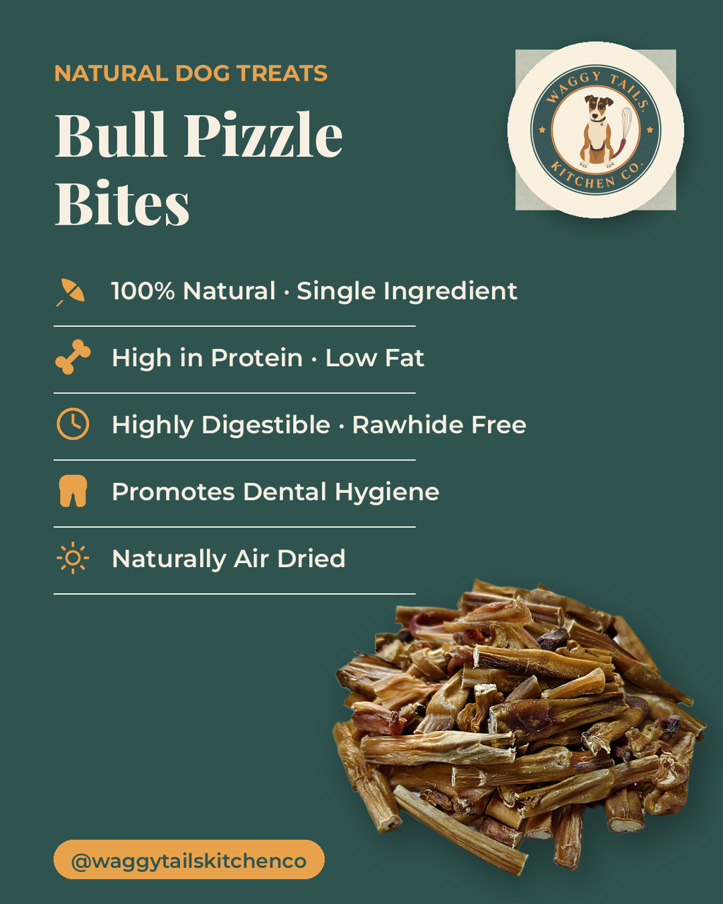 Bull Pizzle Bites 100g