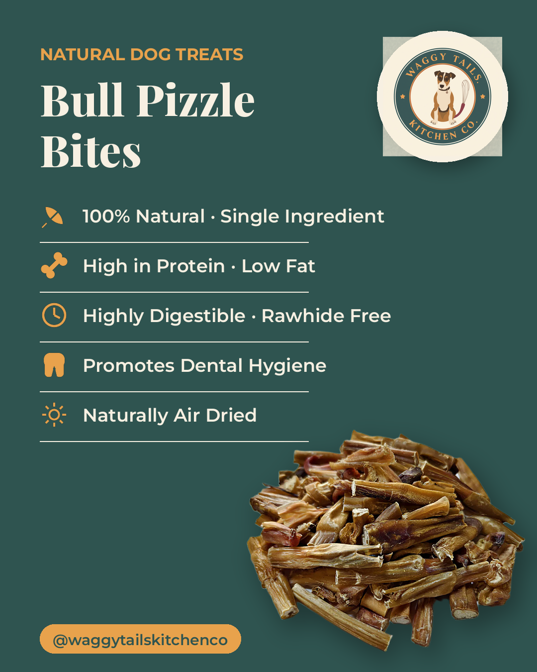 Bull Pizzle Bites 100g